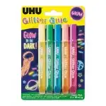 Декоративно лепило с брокат UHU Glitter Glue, фосфоресциращо, 5x10ml, на едро