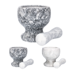 Set mojar cu pistil, marmura, gri-alb, 12,5x12,5 cm, JollyMag, WUI9816