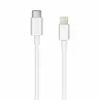 Cablu de date si incarcare USB-C la Lightning 1m, alb, pentru dispozitive Apple: toate modelele de Iphone 5, Iphone 6, Iphone 7, Iphone 8, Iphone X, Iphone 11, Iphone 12, Iphone 13, Iphone 14, Ipad gen 6, 7, 8, 9, vadrami