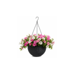 Ghiveci mare suspendat, gri, imitatie ratan, 5 Litri, 26 cm, JollyMag, ROS10GRAF