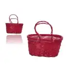 Плетена кошница с овална дръжка, червена 21*11см 66-23/P, на едро