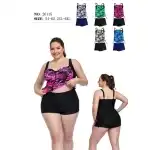 Tankini cu pantaloni scurți și imprimeu Tropical Leaf – 54–62 / 2XL–6XL, en-gros
