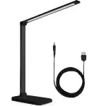 LED DESK LAMP SCHOOL TOUCHSCREEN 5 COLORS 5W DIMMABLE USB -E147-1 Black
