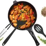 SET DE USTENSILE DE BUCĂTĂRIE DIN SILICON TEFLON 10 BUCĂȚI LINGURI SPATULĂ NEGRE