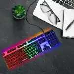 TASTATURĂ DE GAMING CU ILUMINARE LED PENTRU JUCĂTORI, MEMBRANĂ, USB, NUMLOCK
