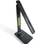 LAMPĂ DE BIROU LED CU AFISAJ LCD REGLABIL PENTRU BIROU ȘCOLAR, ÎNCĂRCARE USB - model din piele neagră E146-2 cu 1 buton