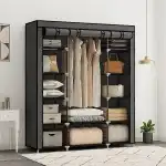 FOLDABLE TEXTILE WARDROBE WITH SHELVES AND HANGER LARGE XXL