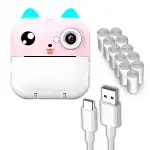 Mini Cat Thermal Printer 11 Rolls for Photos and Notes Portable for Kids