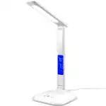 LED DESK LAMP 5 LIGHT MODES CHARGER LCD SCREEN ALARM CLOCK TEMP