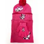 Minnie gyerek lány kötött szett: sapka, sál, kesztyű, nagyker