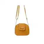 Geantă mică crossbody decorată cu fundă - galbenă, en-gros