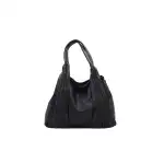 Torba typu shopper z tkaniny zdobionej - czarna, hurt