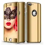 Калъфът за телефон Apple iPhone 7 предлага Full 360 Protection Ultrathin Gold Mirror + Glass Foil