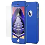 Husa telefon Apple Iphone 8 Plus ofera protectie Completa 360 Ultrasubtire Blue + Folie Sticla