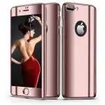 Калъфът за телефон Apple iPhone 7 предлага Full 360 Protection Ultrathin Rose Mirror + Glass Foil