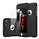 Калъф за телефон Iphone 6/6S Plus предлага 360° ултратънка защита + защитено стъклено фолио - черен