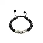 Onyx and hematite bracelet with adjustable letters 15-25cm, wholesale