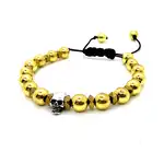Hematite bracelet with adjustable skull pendant 15-25 cm, wholesale