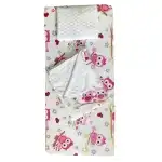 Set 3 piese de iarna paturica cu cearsaf si pernuta pentru pat 160x80 cm Deseda Bufnite roz, angro Supreva