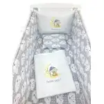 Personalized printed baby bed linen bed 120x60 cm Smiling gray clouds - Teddy bear