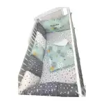 Personalized bed linen 120x60 cm with protectors from 7 fluffy pillows, blanket pillow and sheet with ruffle Deseda Norisori with moon vernil with gray stars