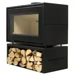 Метална камина A-CAMINETTI PANORAMA 90, свободностояща, на дърва, максимална мощност 12 kW, КПД 80%, черна, на едро Supreva