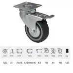 BDPE 1251 1001, Swivel brake fork, with 125 mm wheel