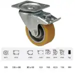 BTAU 1252 6150, Вилка с въртяща се спирачка, с колело 125 mm