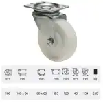 JTPN 1002 5100, Forgó villás kerék, 100 mm-es kerékkel