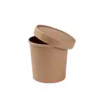 Prémium biológiailag lebomló tálak, karton PLA béléssel, 400 ml (max. 490 ml), 16 oz, Ø 95 mm, natúr barna, 25 db-os készlet, Supreva nagykereskedés