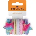 Комплект от 12 ластичета за коса "Дъга и звезди", Top Choice TC26393