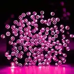 Слънчево захранвана 100 LED розова декоративна светлинна нишка, градинска светлинна нишка