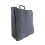Czarna torba z czarnego papieru kraft, 45×48+17 cm, 100g/m2, z płaskimi uchwytami, hurtownia Supreva