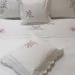 Ágynemű Pillangók, hímzés, 6 db, fehér/többszínű, 100% pamut (1 paplanhuzat 200x220, 1 lepedő 260x240, 2 párna 50x70, 2 díszpárna 45x45), nagykereskedés Supreva