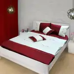 Írisz ágynemű, hímzés, 8 db, bordó/elefántcsont, 100% pamut (1 paplanhuzat 240 x 220, 1 lepedő 280 x 300, 4 db párnahuzat 50 x 70, 2 db díszpárnahuzat 45 x 45), Supreva nagykereskedés