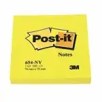 Самозалепващи листчета Post-it 654-NY 76 мм х 76 мм, жълт неон, 100л, на едро