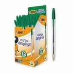 Химикалка BIC Cristal Original Medium, еднократна, връх 1.0 мм, зелена, търговия на едро