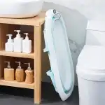 Collapsible bathtub with ergonomic hammock and thermometer, 4U®, blue, wholesale