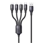 USAMS SJ516USB01 4 in 1 120cm textile-covered charging cable 3A, 1375898 - black'