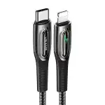 USAMS SJ518USB01 смарт кабел за бързо зареждане с автоматично изключване 120 см usb-c към светкавица 1401858 - черен