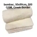 Krémes törölköző, pamut, 50x90cm, 500 GSM, görög határ, nagyker, 5948564039041
