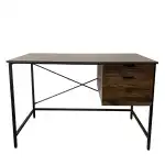 Birou CONNOR Maro inchis/Negru, Melamina/Metal 120x60x75cm