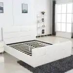 White ANEMONE bed with storage box, PU 217x170x100cm