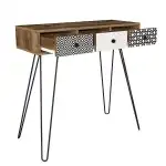 LIDYA Brown console table with design 90x35x91cm