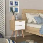 KITHIRA bedside table Natural / White 40x35x61cm