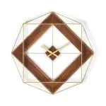 Ceas de perete Gold/Natural Metal/MDF 51x51x7.5cm