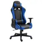 Scaun de birou pentru jocuri NAVAN, albastru / negru PVC