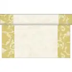 Traversa/Napron masa - Linclass Romantic (auriu) / 40 cm x 4,8 m / 1 rola, en gros Supreva