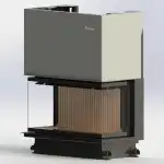 Камина на дърва/брикети Crystal 90 Max Eco A-Caminetti, 3 стъклени страни, врата на панти, 13 kW номинална мощност, Супрева на едро