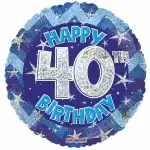 40. Balon numerotat, folie holograma albastra, happy b., angro Supreva